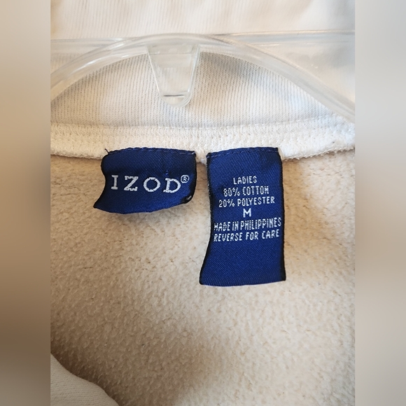 Men's Izod Cream Colored Zip Long Sleeve Sweater - Picture 5 of 7